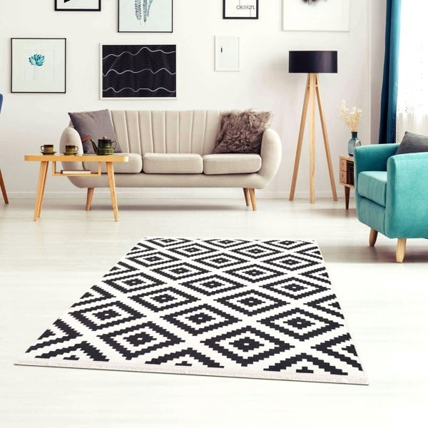 Machine Washable Black &amp; White Rug and Mat | The Rugs