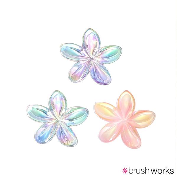 Brushworks Frosted Flower Claw Clips - 3 Pack