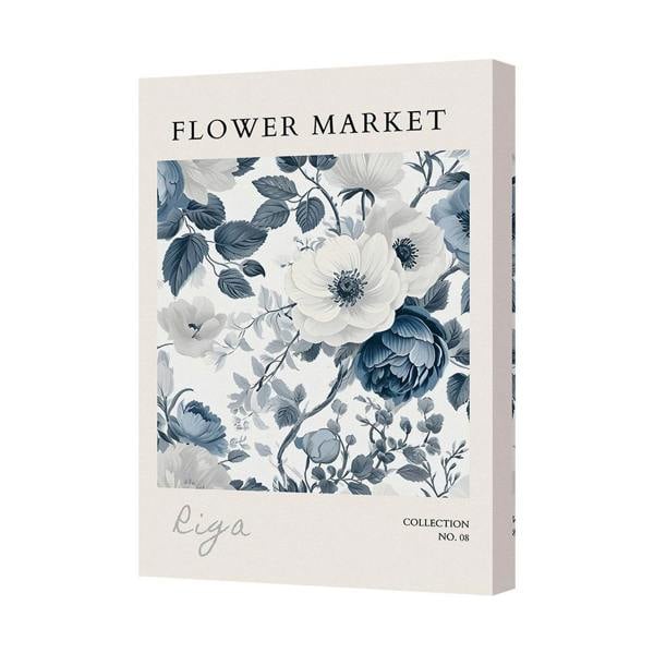 Benjamin Tate Design Flower Market Blue Floral Canvas Print Ready To Hang Wall Art