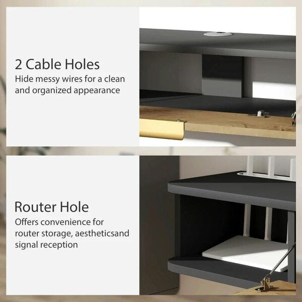 120 cm Floating TV Stand with Storage - Charcoal Grey