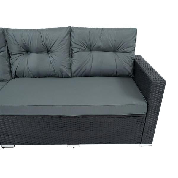 Jardi Rattan Corner Set With Composite Table – Black