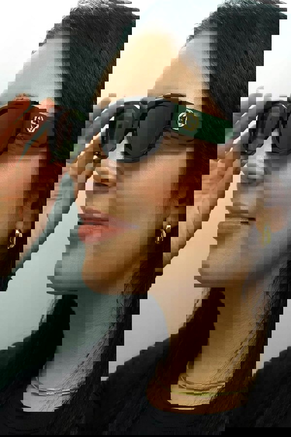 Gucci Sunglasses GG1667SK 002 Havana with Green and Red Green