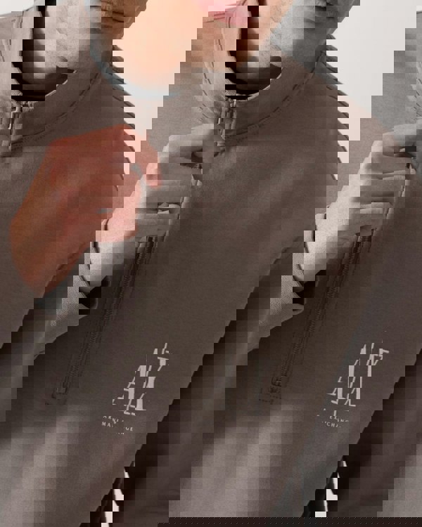 Armani Exchange Mens Embroidered A|X Logo 1/4 Zip Sweatshirt - Driftwood U6107