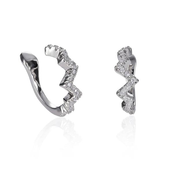 Pair of Silver Zig Zag Ear Cuff Earrings - namana.london