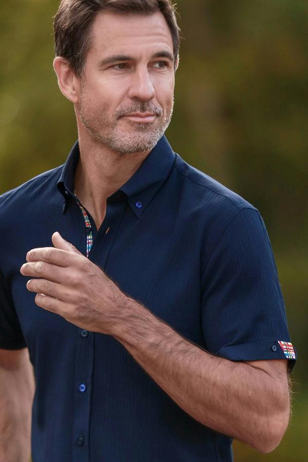 Claudio Lugli Textured Seersucker Short Sleeve Shirt