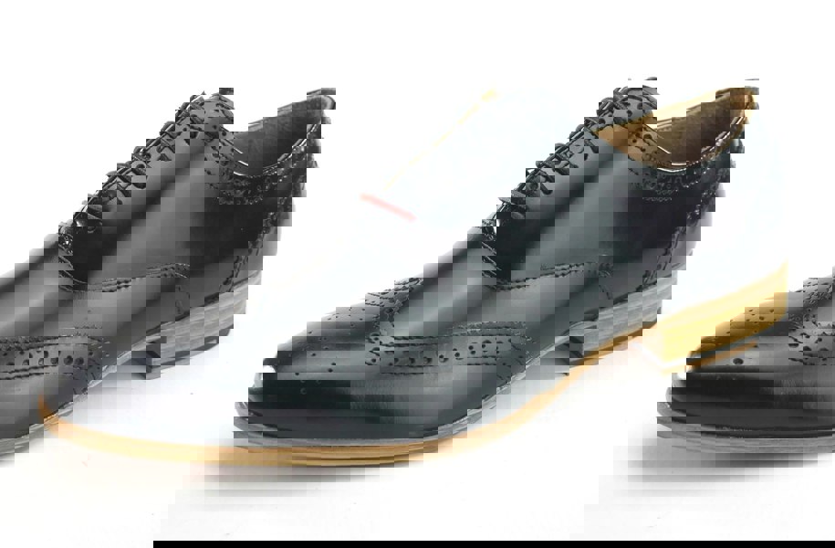 Frank James Norbury Leather Hi Shine Lace Up Mens Brogue Shoes