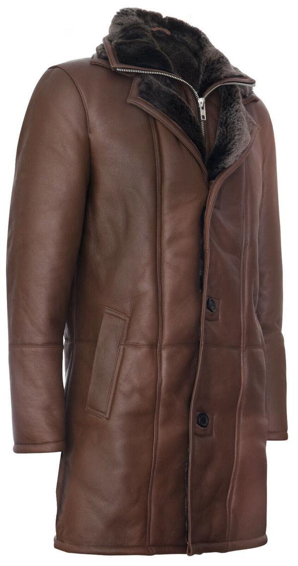 Infinity Leather Mens Warm Shearling Sheepskin Leather Coat-Florence