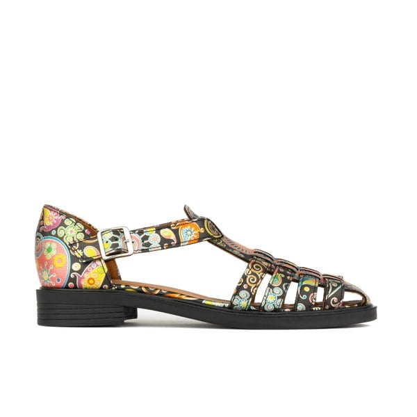 Embassy London Sandy - Navy & Pink - Women's fishermen flat leather sandal with covered heel