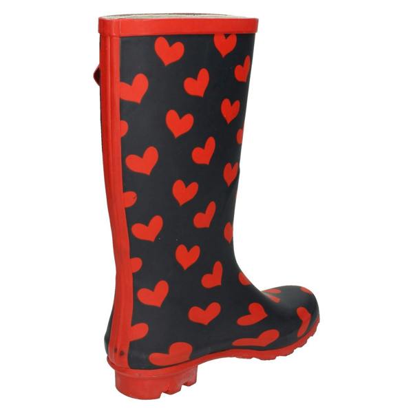 Spot On Ladies Spot On Heart Print Wellington Boots
