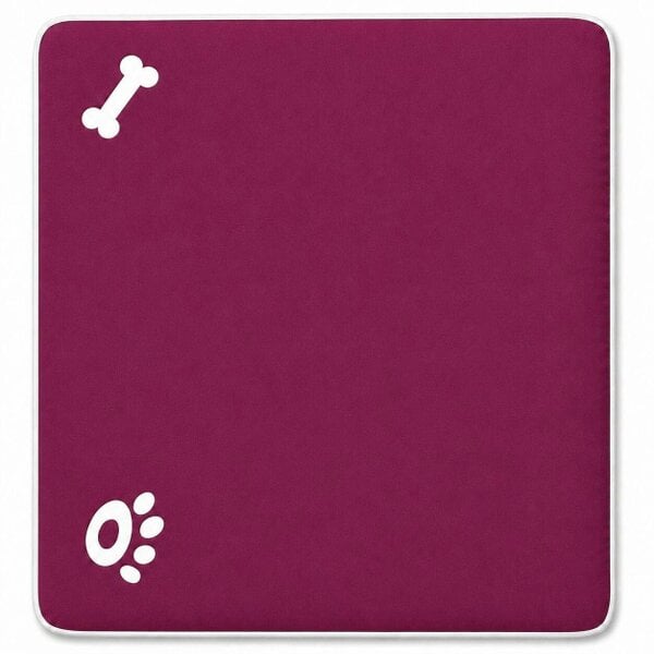 Night Zone Bone & Paw Print Pet Bed – Washable Dog & Cat Cushion with Removable Zip Cover - Plum