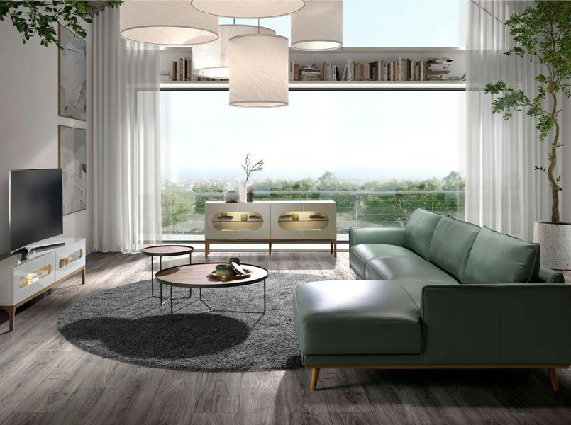Angel Cerdá Round Corner Table Walnut and Black Steel 2028