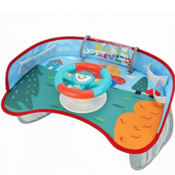 deAO Toys Kids Steering Wheel Toy with Lights & Music – Interactive Car Seat Driving Simulation Toy with Horn, Gear Shift & Travel Strap