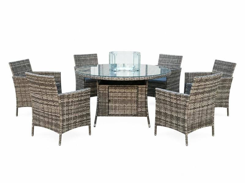 Amazon Rattan Fire Pit Dining Set - Round Table with 6 Chairs