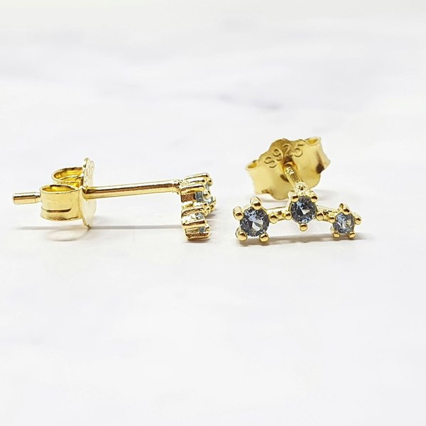 Blue Topaz December Birthstone Climber Stud Earrings