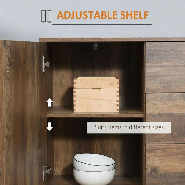 Modern sideboard with open adjustable shelf, rustic brown mango wood-effect finish