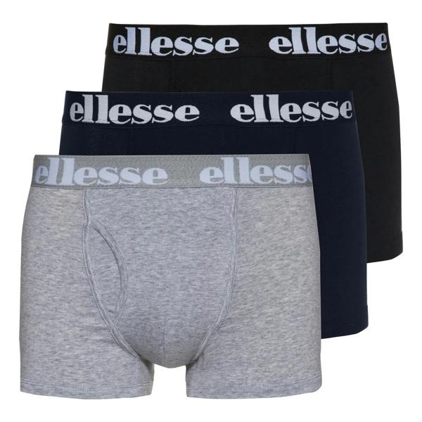 Ellesse Mens Hali Boxer Shorts (Pack of 3) - Black/Grey/Navy - 