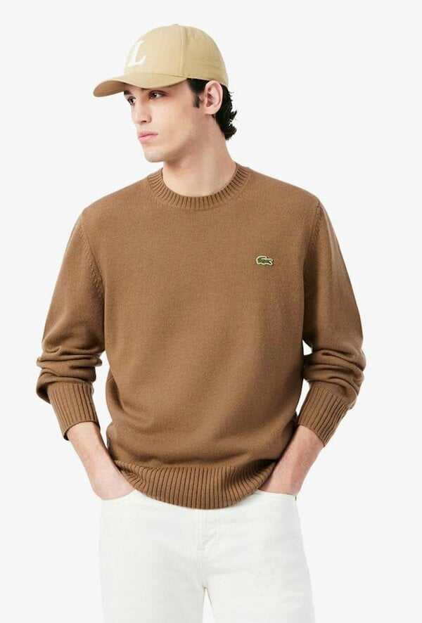 Lacoste Wool Crew Neck Sweater - Brown