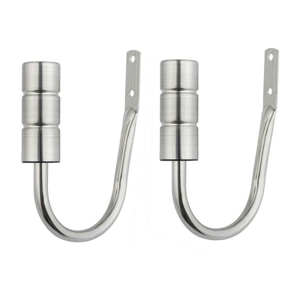 A.Unique Home Pair of Plain Barrel Metal Holdbacks (Pair of Holdbacks) - Brushed Steel