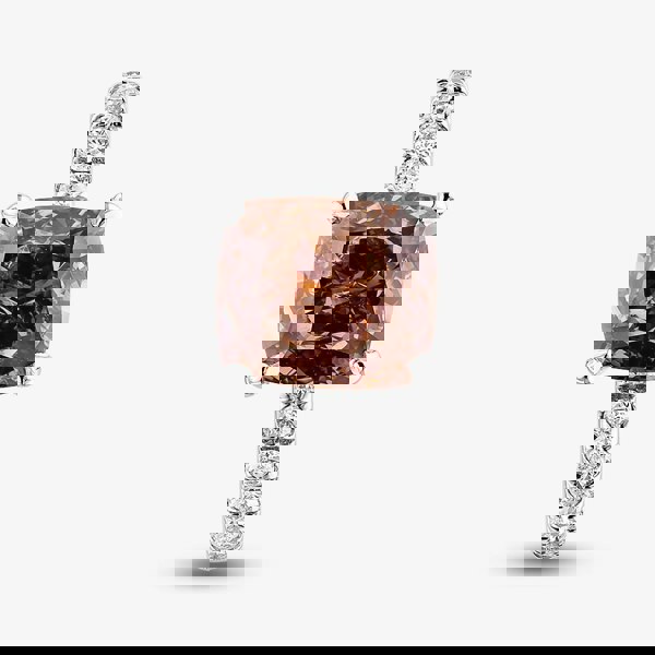 T. H. Baker Platinum Certified 3.45ct Brown Pink Cushion Cut Lab Grown Diamond Ring HLM505-HACC13