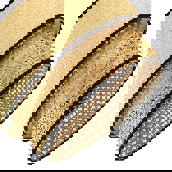 Modern Double Tier Real Natural Rattan Pendant Shade with Black Trims Image 5