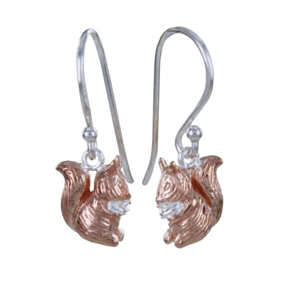 Reeves & Reeves Sterling Silver and Rose Gold Plated Squirrel Nutkin Earrings
