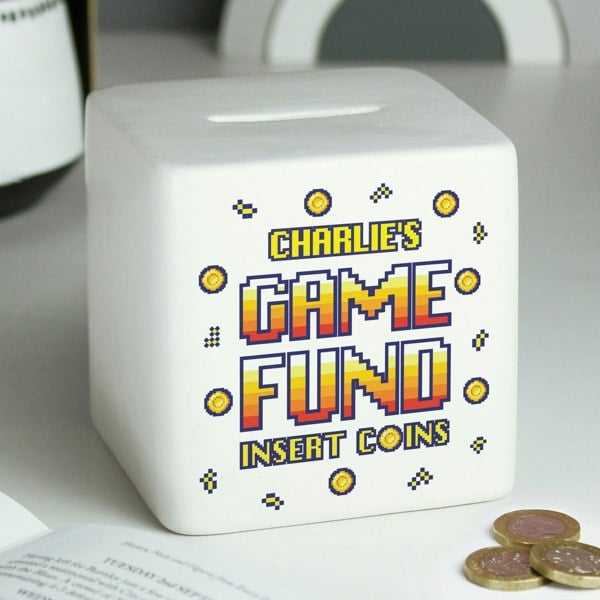 Personalised Memento Company Personalised Gaming Fund Ceramic Square Money Box