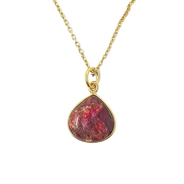 Harfi 18ct Gold Vermeil Plated Garnet January Birthstone Necklace