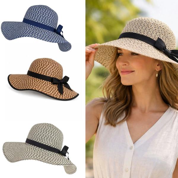 Lorenz Wide Brim Straw Sun Hat with Bow