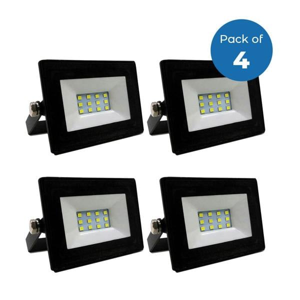 ENER-J Pack of 4 Floodlight Led SMD Slim 10W 2 Yrs Warranty | Pack of 4 - 3000K