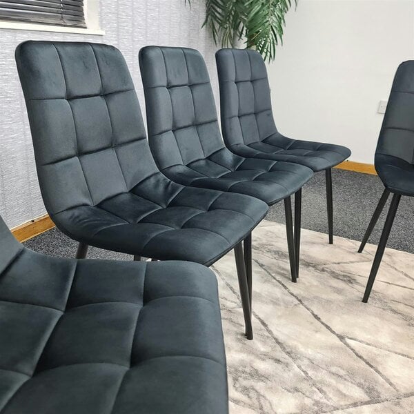 Kosy Koala Dining Chairs Set of 6 Black Velvet Kitchen Chairs