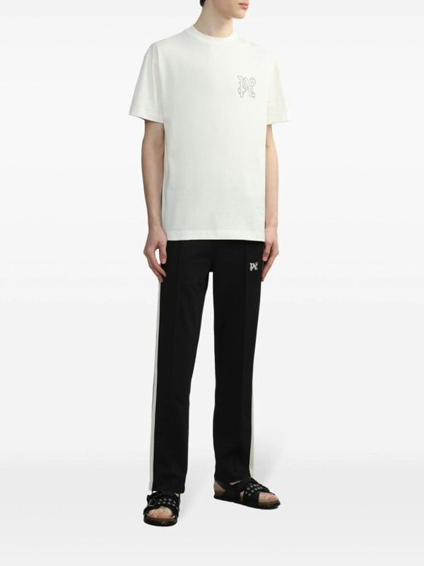 Palm Angels Monogram Studded T Shirt White - Supplied FashionPALM ANGELS