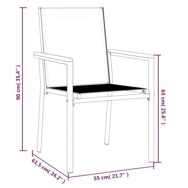 Berkfield Garden Chairs 6 pcs Black 55x61.5x90 cm Textilene and Steel