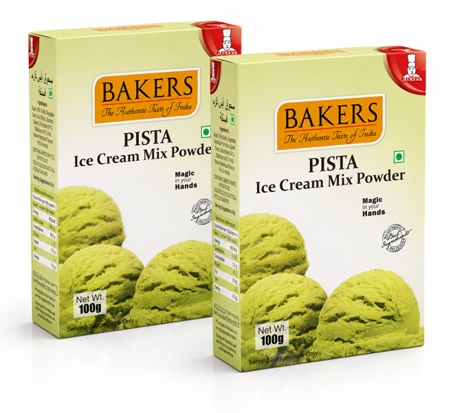 Bakers Pista Ice Cream Mix Powder, Easy to Make Instant Dessert Mix 100g - Two Packs