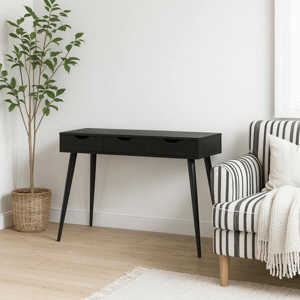 Wyld Haus Dresden Black Wooden Office Desk 3 Drawers