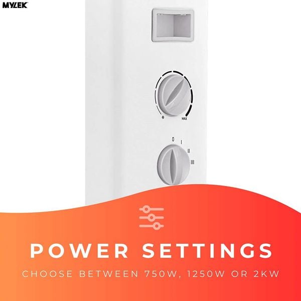 MYLEK Convector Heater Electric 2000W Free Standing Radiator - Portable, 3 Power Modes with Adjustable Thermostat