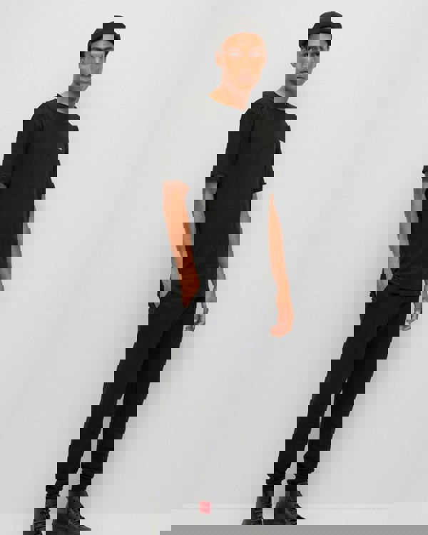 HUGO Dero222 Mens Cotton-Jersey T-Shirt with Logo Print NOS - Black 001