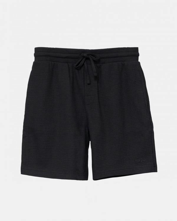 HUGO HUGO Austin Mens HUGO Austin Mens Waffle-Structured Pyjama Shorts with Embroidered Logo