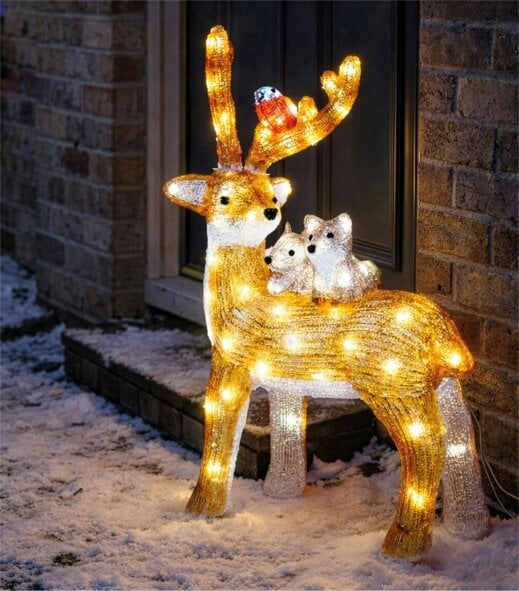 Scotts of Stow Xmas Haus Acrylic Deer with 80 LEDs and Timer
