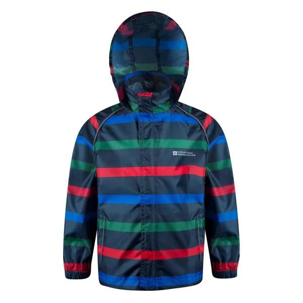 Mountain Warehouse Childrens/Kids Contrast Striped Waterproof Jacket - Navy - 