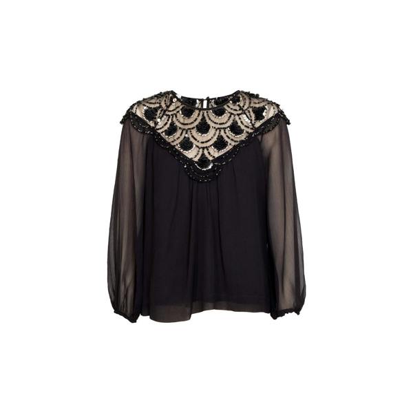 Rose & Nancy Bea Black Sequin Blouse