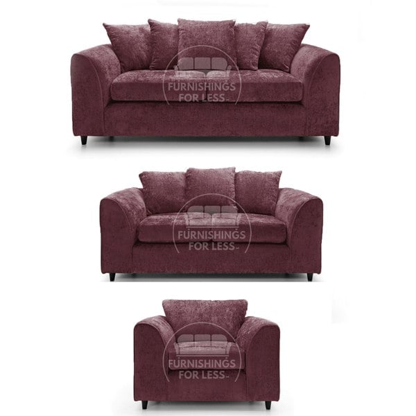 Furnishings For Less Monaco Chenille Fabric 3 Piece Sofa Suite