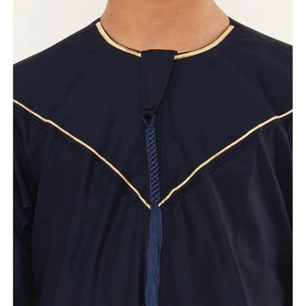 TT-007 - Boy's Emirati Omani Gold Embroidery Thobe - Navy - Thobez - 17