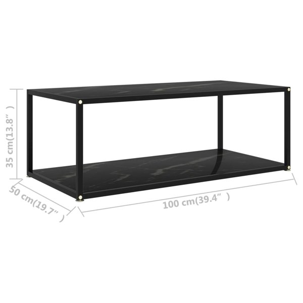 Berkfield Coffee Table Black 100x50x35 cm Tempered Glass
