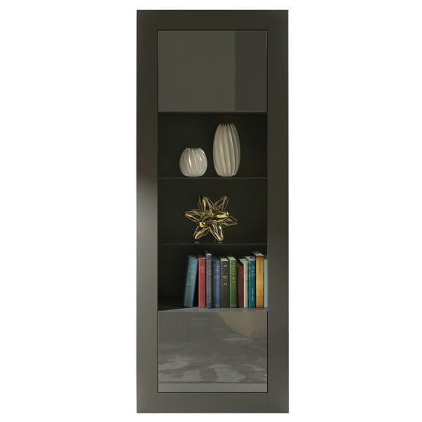 Mex Furniture Modern Display Cabinet 170cm – Grey Body & Grey Gloss Doors