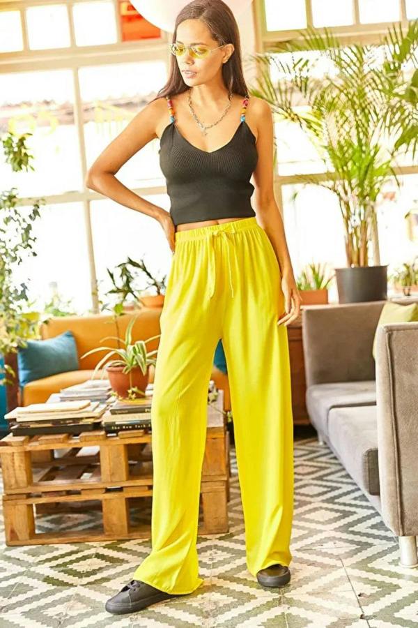 Hoxton Gal Belted Woven Viscose Palazzo Pants