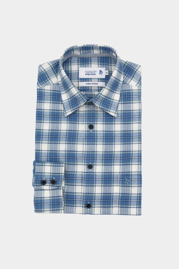 Double TWO Blue Check Flannel Long Sleeve Shirt