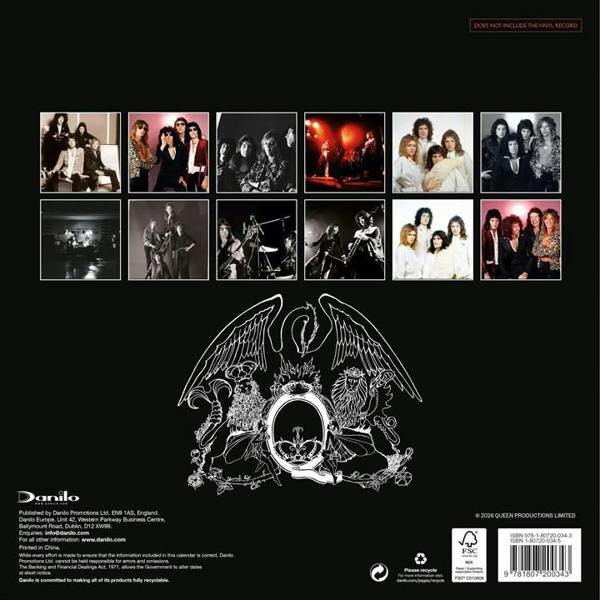 Queen Record Collector's Edition Calendar 2027, Wall Calendars, Month To View, Entertainment, Gift