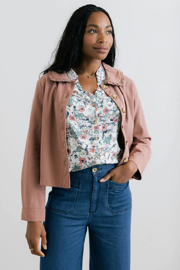 Lily & Me Rebecca Ruffle Collar Jacket Soft Pink