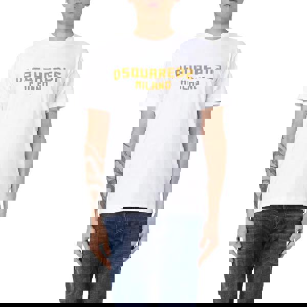 Dsquared2 Cool Fit Dsquared2 Milano T-Shirt White Ochre Print S