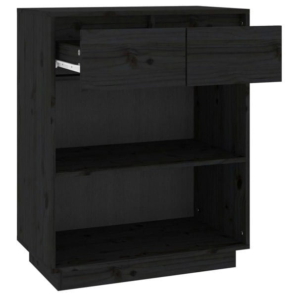 Berkfield Console Cabinet Black 60x34x75 cm Solid Wood Pine